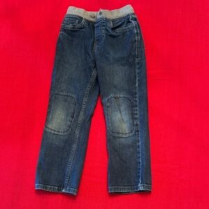 Hanna Andersson Dark Blue Kids Jeans with Gray Waistband